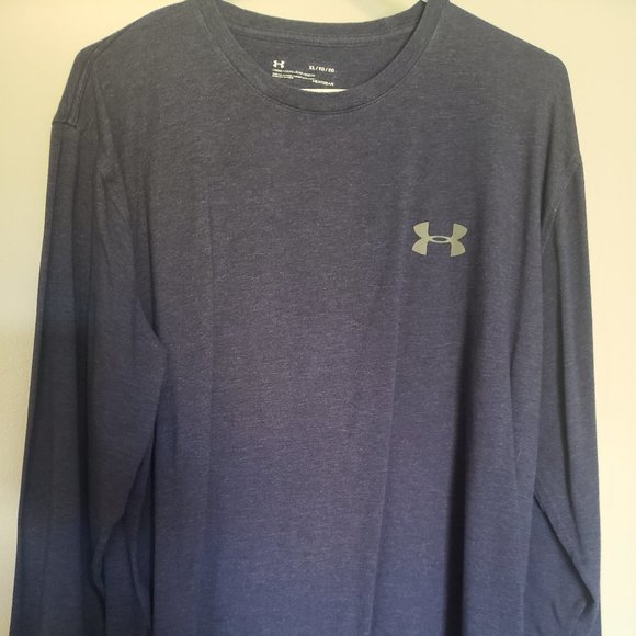 Men's Loose Heatgear  Navy Blue Long Sleeve Shirt - Picture 1 of 4